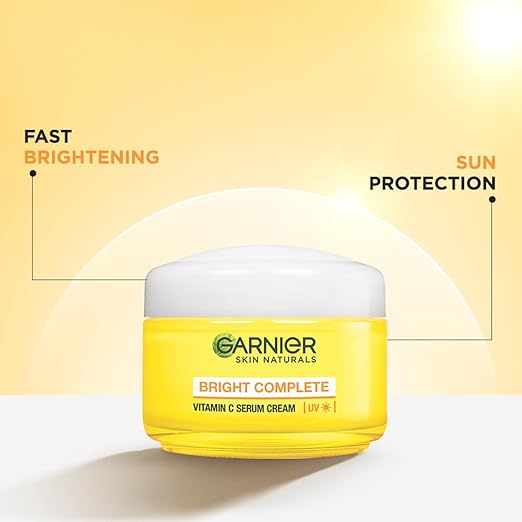 Garnier Skin Naturals Bright Complete Vitamin C Serum UV Cream Vitamin C Day Cream for Sun Protection and Skin Brightening - Suitable For all Skin Types, 45g