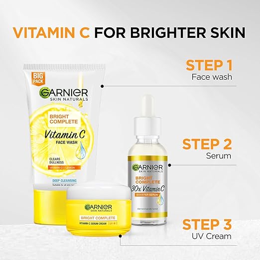 Garnier Skin Naturals Bright Complete Vitamin C Serum UV Cream Vitamin C Day Cream for Sun Protection and Skin Brightening - Suitable For all Skin Types, 45g