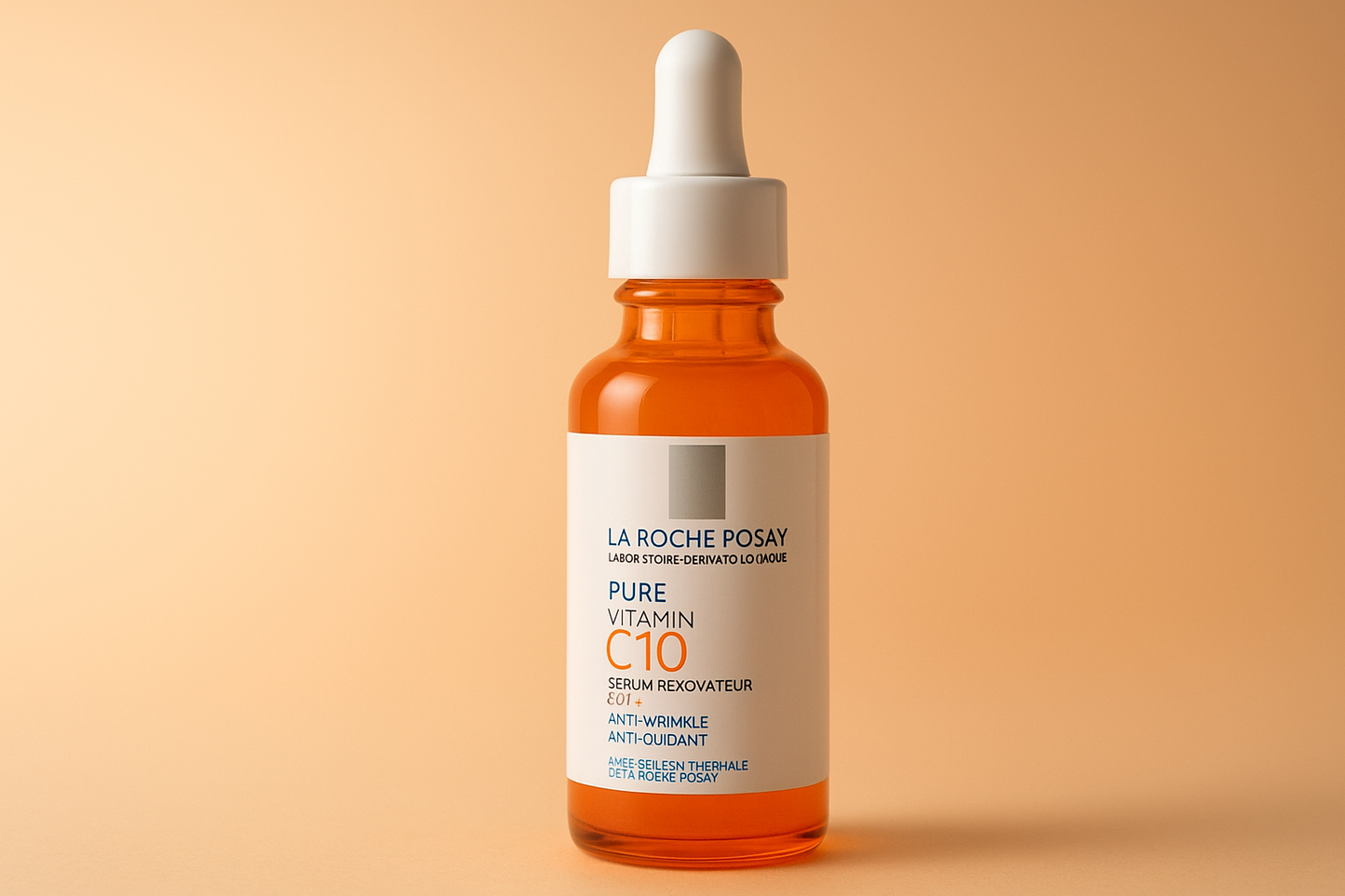 La Roche-Posay Vitamin C10 Serum orange bottle with dropper for skin care and antioxidant benefits